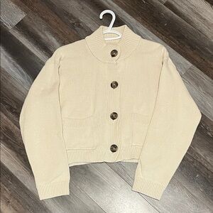 Part Two Cream Button-Up Cardigan